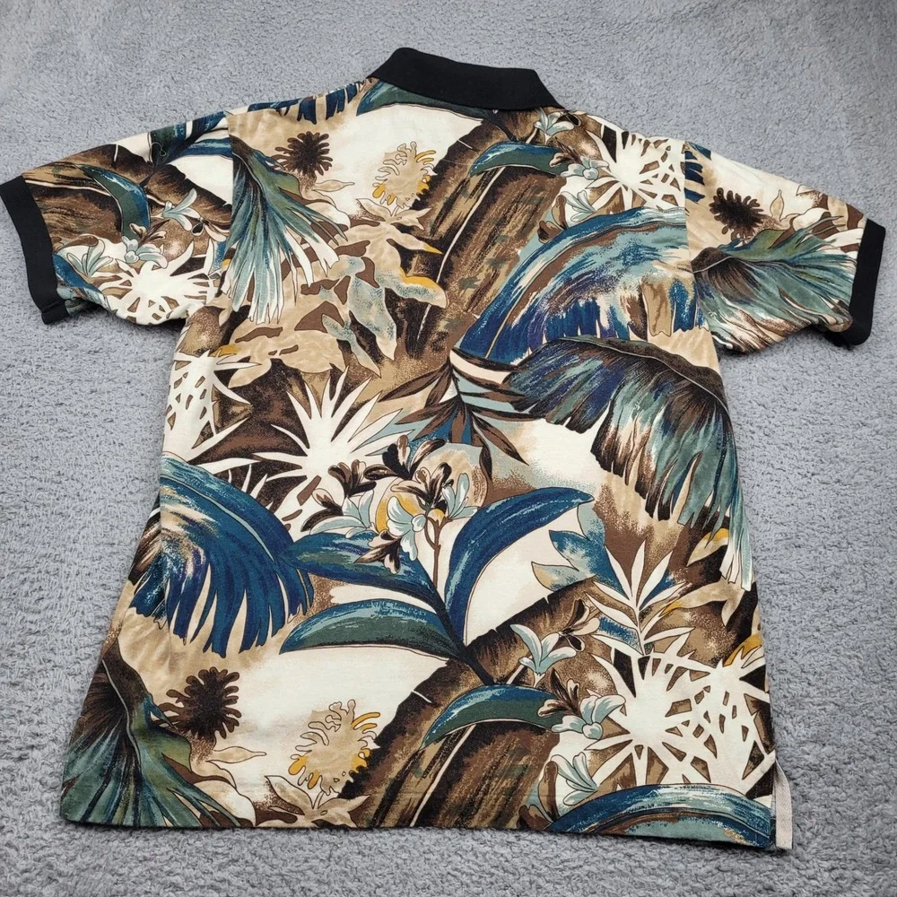 Chaps‎ Ralph Lauren XL Mens Vintage 90s Floral Polo Shirt Short Sleeve Tropical